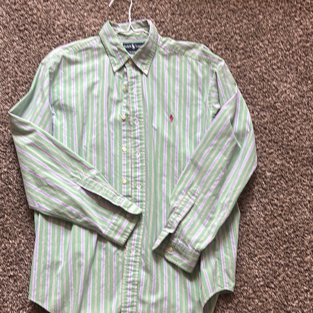 Polo by Ralph Lauren Green Striped Men's Shirt